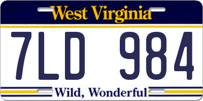 WV license plate 7LD984