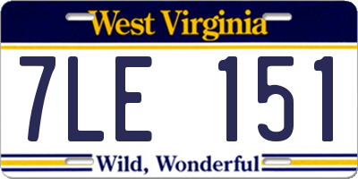 WV license plate 7LE151