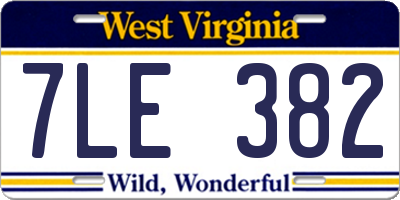 WV license plate 7LE382