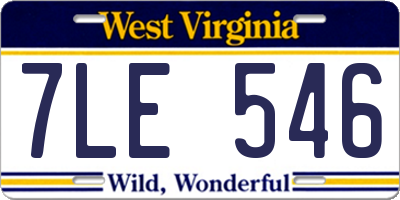 WV license plate 7LE546