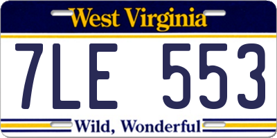 WV license plate 7LE553