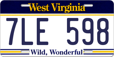 WV license plate 7LE598