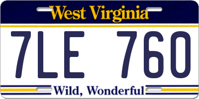WV license plate 7LE760