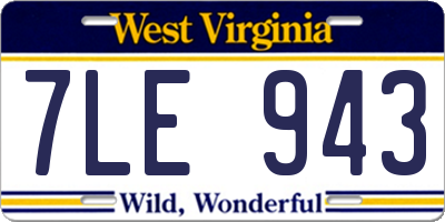 WV license plate 7LE943