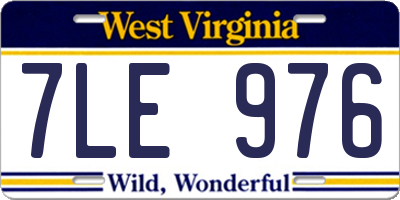 WV license plate 7LE976