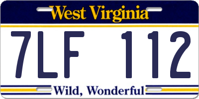 WV license plate 7LF112