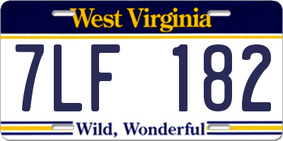 WV license plate 7LF182