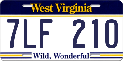 WV license plate 7LF210