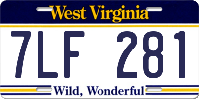 WV license plate 7LF281