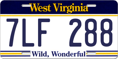 WV license plate 7LF288