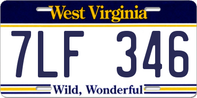 WV license plate 7LF346