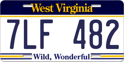 WV license plate 7LF482