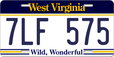 WV license plate 7LF575