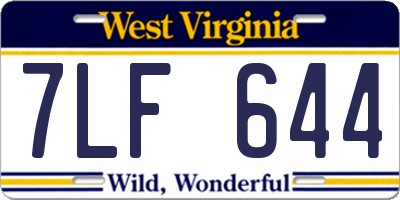 WV license plate 7LF644