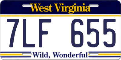WV license plate 7LF655