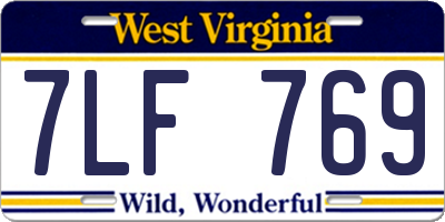 WV license plate 7LF769