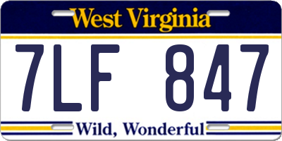 WV license plate 7LF847