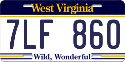 WV license plate 7LF860
