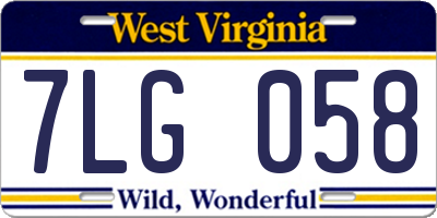 WV license plate 7LG058