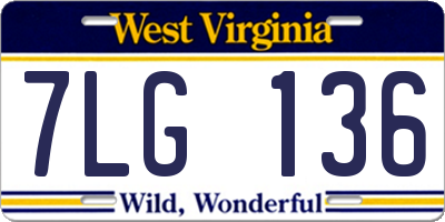 WV license plate 7LG136