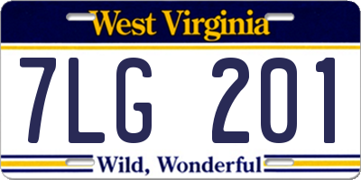 WV license plate 7LG201