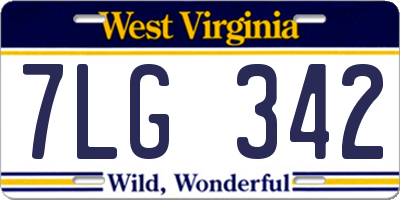 WV license plate 7LG342