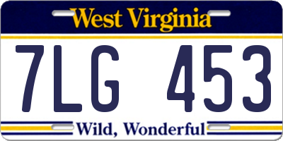 WV license plate 7LG453