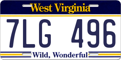 WV license plate 7LG496