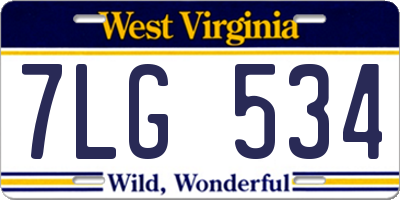 WV license plate 7LG534