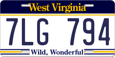 WV license plate 7LG794