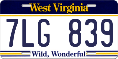 WV license plate 7LG839