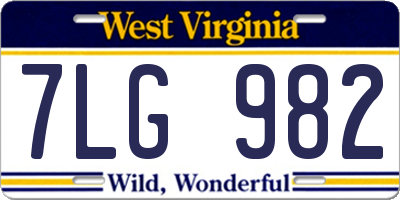 WV license plate 7LG982