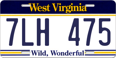 WV license plate 7LH475