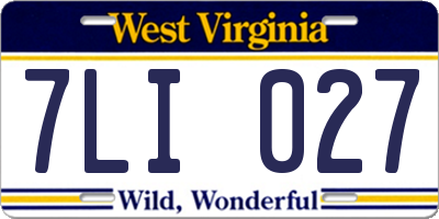 WV license plate 7LI027