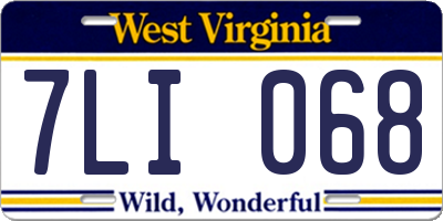WV license plate 7LI068
