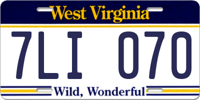 WV license plate 7LI070