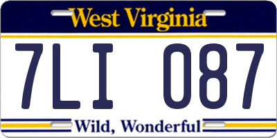 WV license plate 7LI087