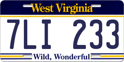 WV license plate 7LI233