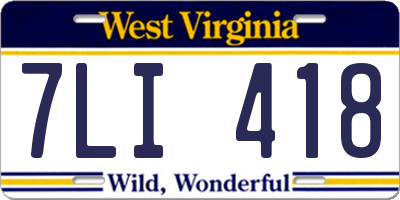 WV license plate 7LI418