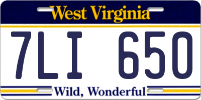 WV license plate 7LI650