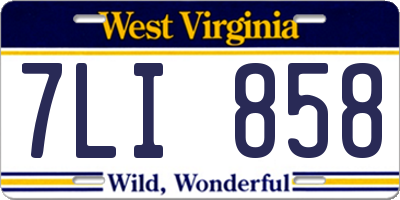 WV license plate 7LI858