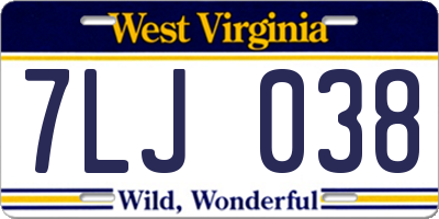 WV license plate 7LJ038