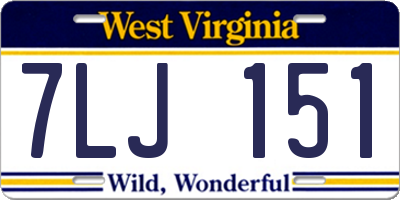 WV license plate 7LJ151