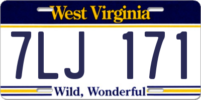 WV license plate 7LJ171