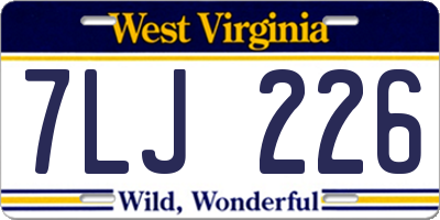 WV license plate 7LJ226