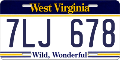 WV license plate 7LJ678