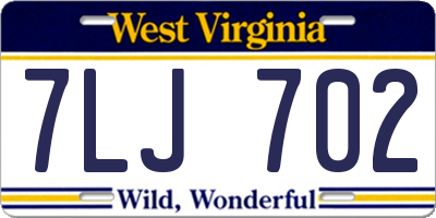 WV license plate 7LJ702