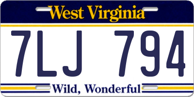 WV license plate 7LJ794