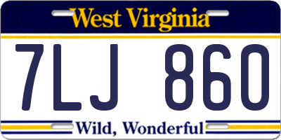 WV license plate 7LJ860