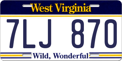 WV license plate 7LJ870